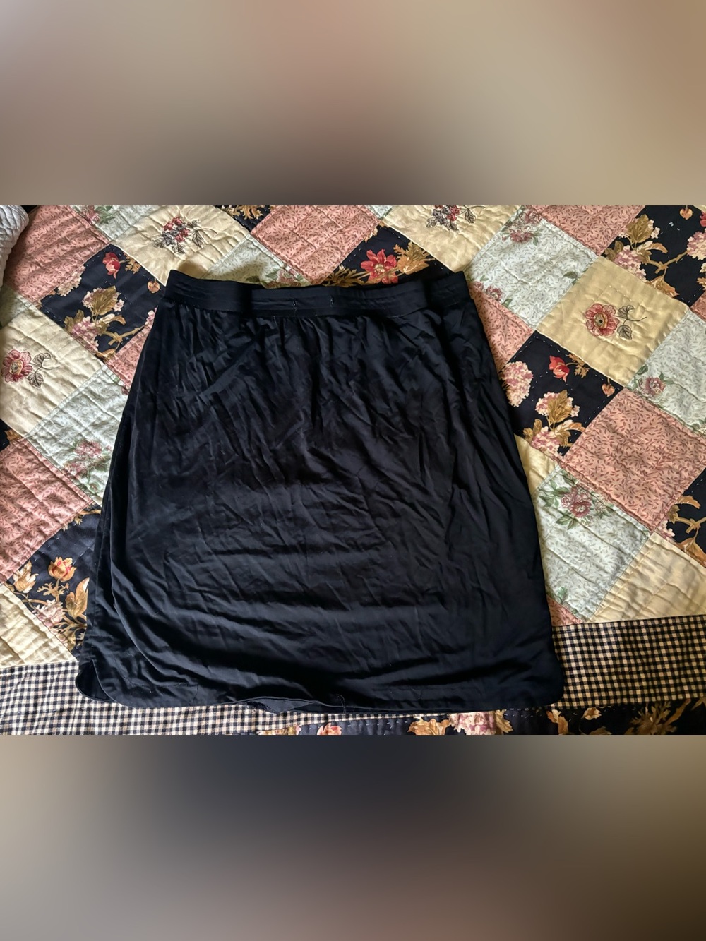 Women's Black Midi Stretch Skirt with Elastic Waist